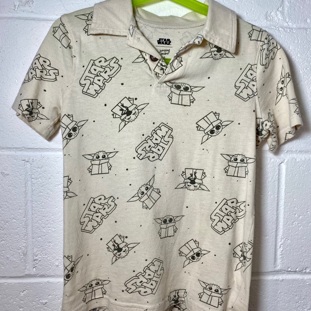 Jumping Beans Star Wars Beige Baby Yoda Polo